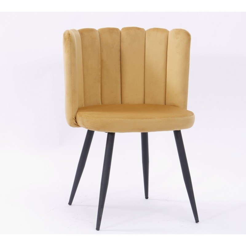 Silla RAMSÉS, metal, tapizado velvet amarillo