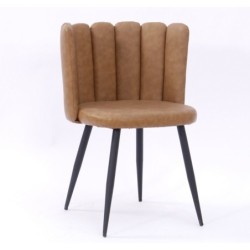 Silla RAMSÉS, metal, tapizado similpiel marrón claro