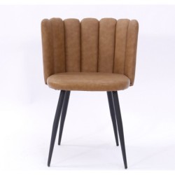 Silla RAMSÉS, metal, tapizado similpiel marrón claro 2