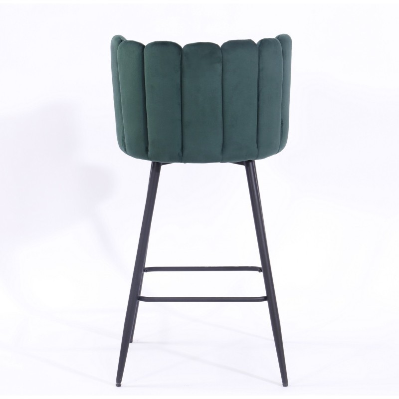 Taburete RAMSES, metal, tapizado velvet verde