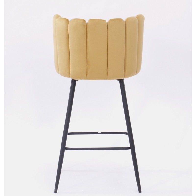 Taburete RAMSES, metal, tapizado velvet amarillo