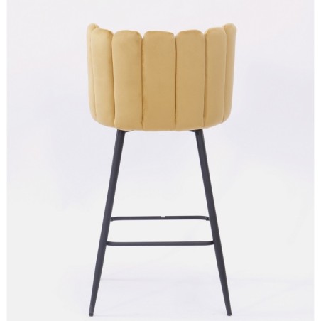 Taburete RAMSES, metal, tapizado velvet amarillo