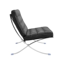 Silla BARNA (T), diseño, acero inoxidable, piel top negra 2