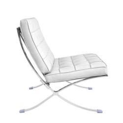 Silla BARNA (T), diseño, acero inoxidable, piel top blanca 2