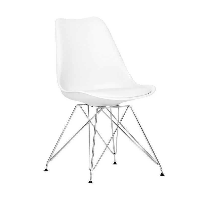Silla BELLA (SU), cromada, carcasa y cojín blanco