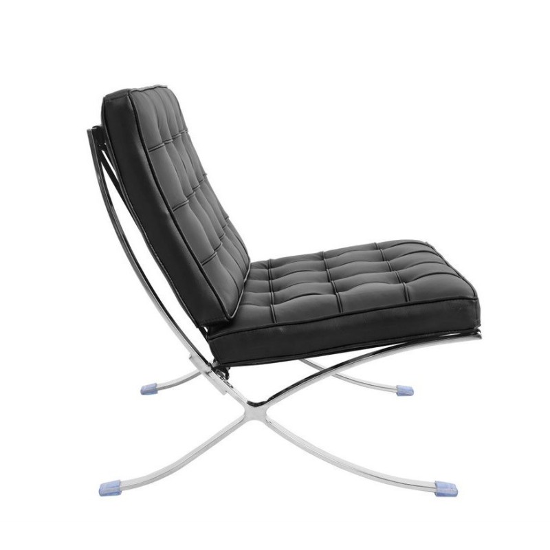 Silla BARNA (T), diseño, acero inoxidable, similpiel negra