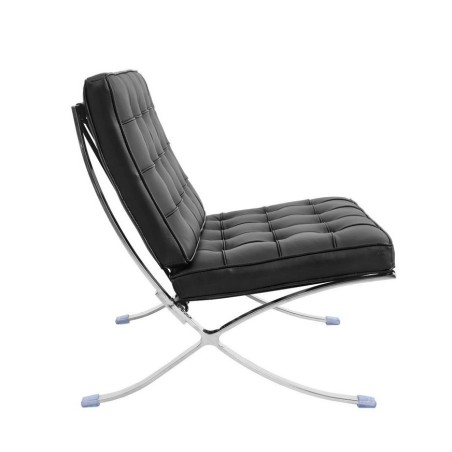 Silla BARNA (T), diseño, acero inoxidable, similpiel negra