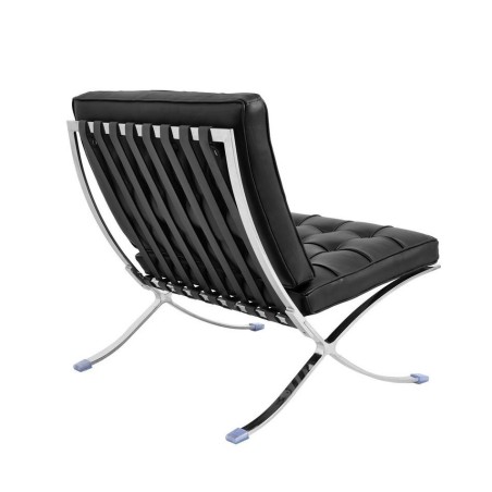 Silla BARNA (T), diseño, acero inoxidable, similpiel negra