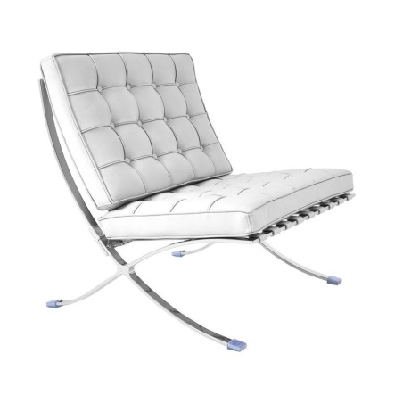 Silla BARNA (T), diseño, acero inoxidable, similpiel blanca