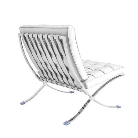 Silla BARNA (T), diseño, acero inoxidable, similpiel blanca