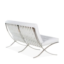Sofá BARNA, 2 plazas, acero inoxidable, similpiel blanca 2