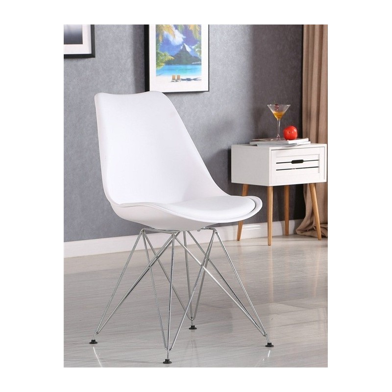 Silla BELLA (SU), cromada, carcasa y cojín blanco