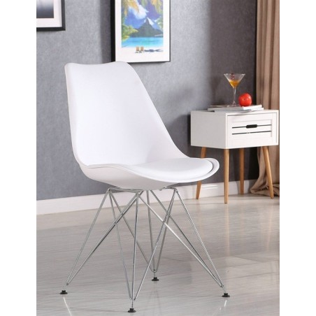 Silla BELLA (SU), cromada, carcasa y cojín blanco
