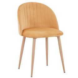 Silla VELVET NEW, patas metálicas, terciopelo amarillo mostaza 42
