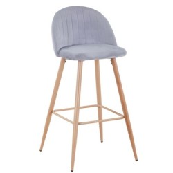 Taburete VELVET NEW, patas metálicas, terciopelo gris 19