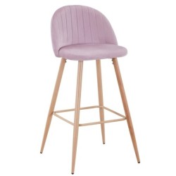 Taburete VELVET NEW, patas metálicas, terciopelo rosa 25