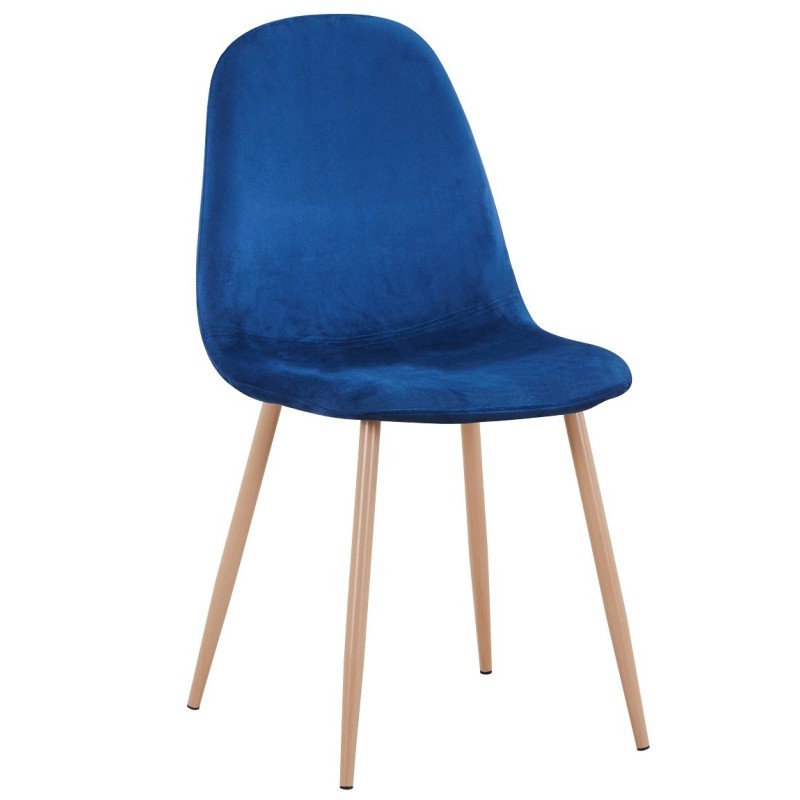 Silla EPOQUE NEW, patas metálicas, terciopelo azul 64