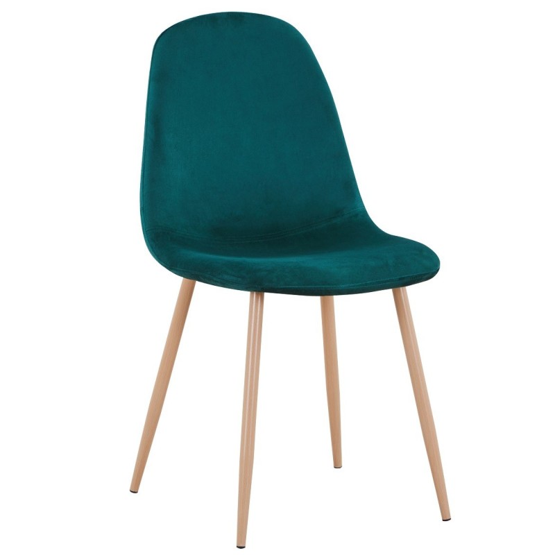 Silla EPOQUE NEW, patas metálicas, terciopelo verde 56