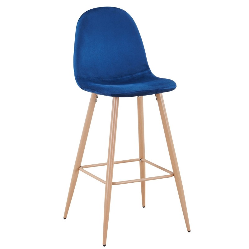 Taburete EPOQUE NEW, patas metálicas, terciopelo azul 64