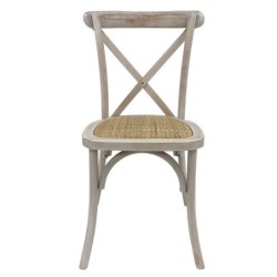 Silla CROSS, apilable, madera de haya, blanco vintage, asiento de ratán 2