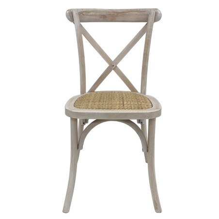 Silla CROSS, apilable, madera de haya, blanco vintage, asiento de ratán