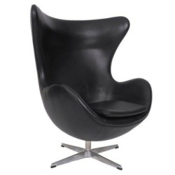 Sillón EG, tapizado similpiel negra