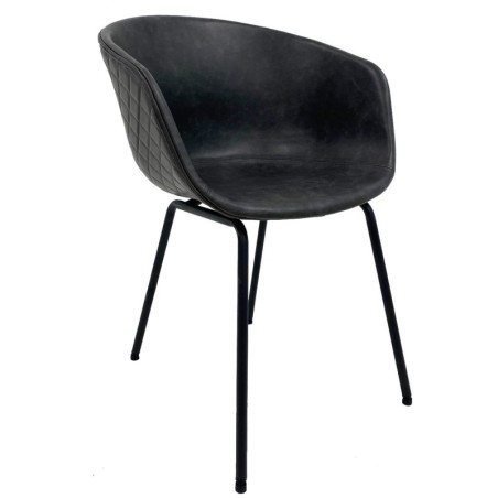 Sillón MISSOURI, metal, similpiel negra