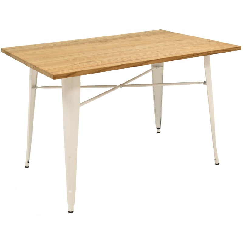 Mesa TOL, acero, blanca, madera, 160x80 cms