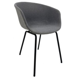 Sillón KIEL, metal, tapizado tejido gris claro
