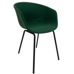 Sillón KIEL, metal, tapizado tejido verde