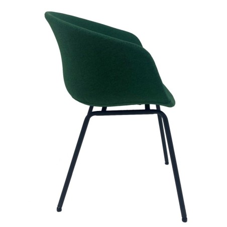 Sillón KIEL, metal, tapizado tejido verde