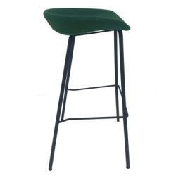Taburete KIEL, metal, tapizado tejido verde 2