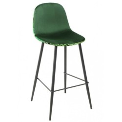 Taburete HORUS, metal, tapizado velvet verde con trasera floral a juego 2