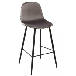 Taburete HORUS, metal, tapizado velvet gris con trasera floral a juego 2