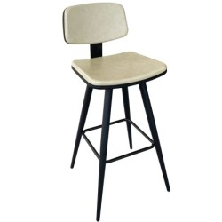 Taburete FASHION, metal, tapizado similpiel beige vintage