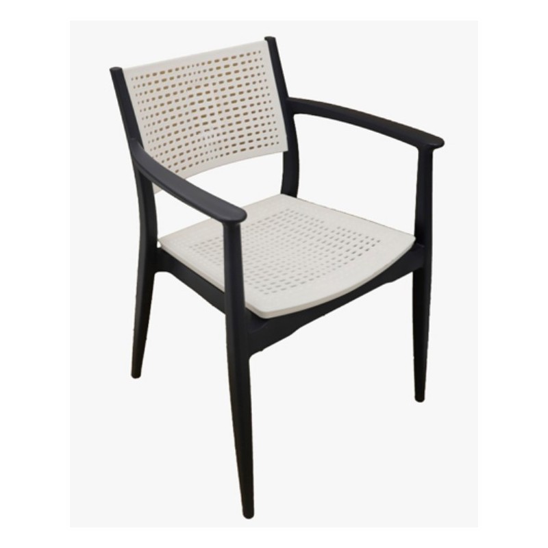 Sillón MILTON, apilable, polipropileno antracita y blanco