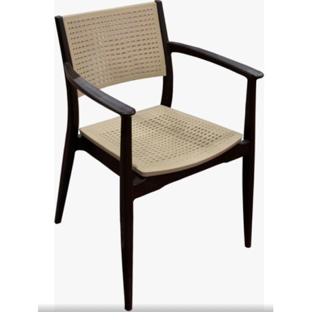 Sillón MILTON, apilable, polipropileno marrón y beige