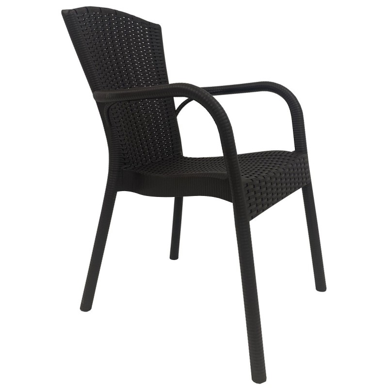 Sillón NESTOR, apilable, polipropileno marrón chocolate
