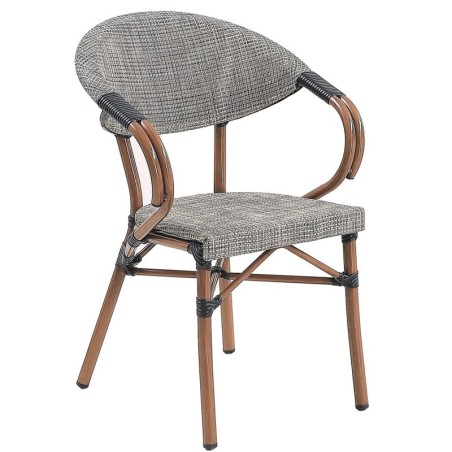 Sillón NERJA, apilable, aluminio, teslin gris bronce