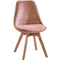 Silla TORRE VELVET, madera, carcasa y cojín velvet rosa