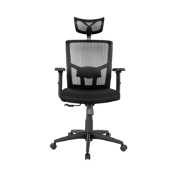 Sillón de oficina NAIROBI, ergonómico, syncro, malla negra, asiento tejido negro 2