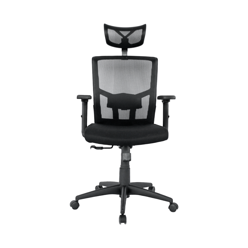 Sillón de oficina NAIROBI, ergonómico, syncro, malla negra, asiento tejido negro