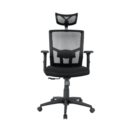 Sillón de oficina NAIROBI, ergonómico, syncro, malla negra, asiento tejido negro