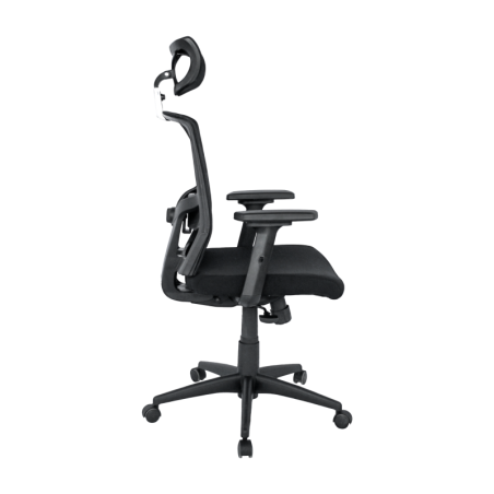 Sillón de oficina NAIROBI, ergonómico, syncro, malla negra, asiento tejido negro