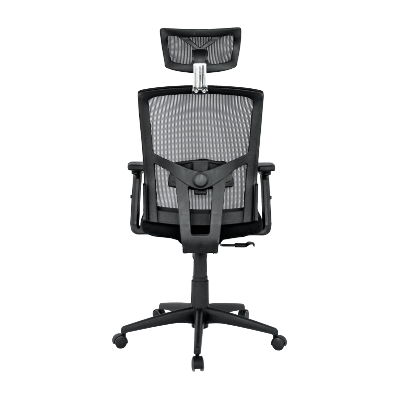 Sillón de oficina NAIROBI, ergonómico, syncro, malla negra, asiento tejido negro