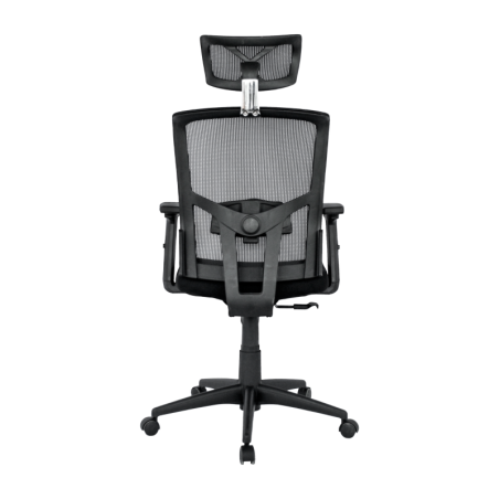 Sillón de oficina NAIROBI, ergonómico, syncro, malla negra, asiento tejido negro