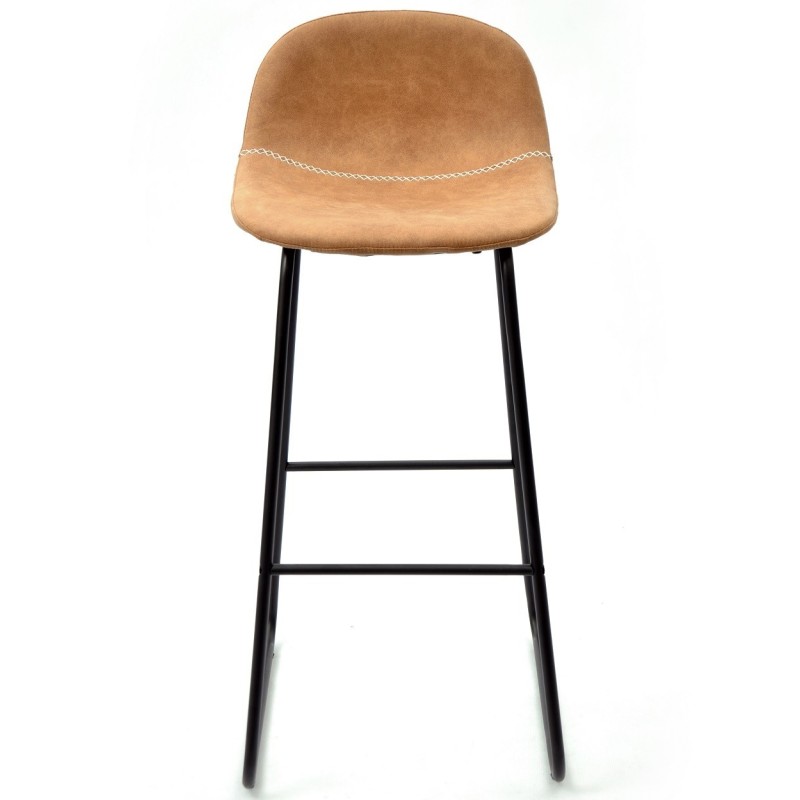 Taburete MOSS NEW, metal, similpiel marrón claro