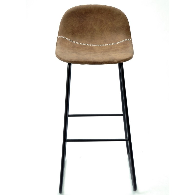 Taburete MOSS NEW, metal, similpiel marrón oscuro