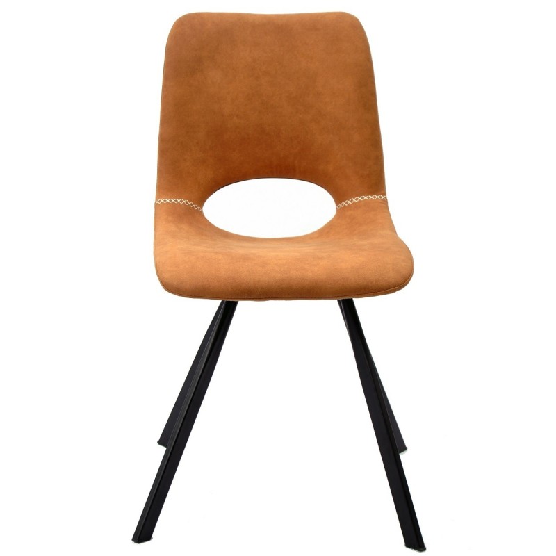 Silla ANTIBES NEW, metal, similpiel marrón claro