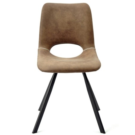 Silla ANTIBES NEW, metal, similpiel marrón oscuro